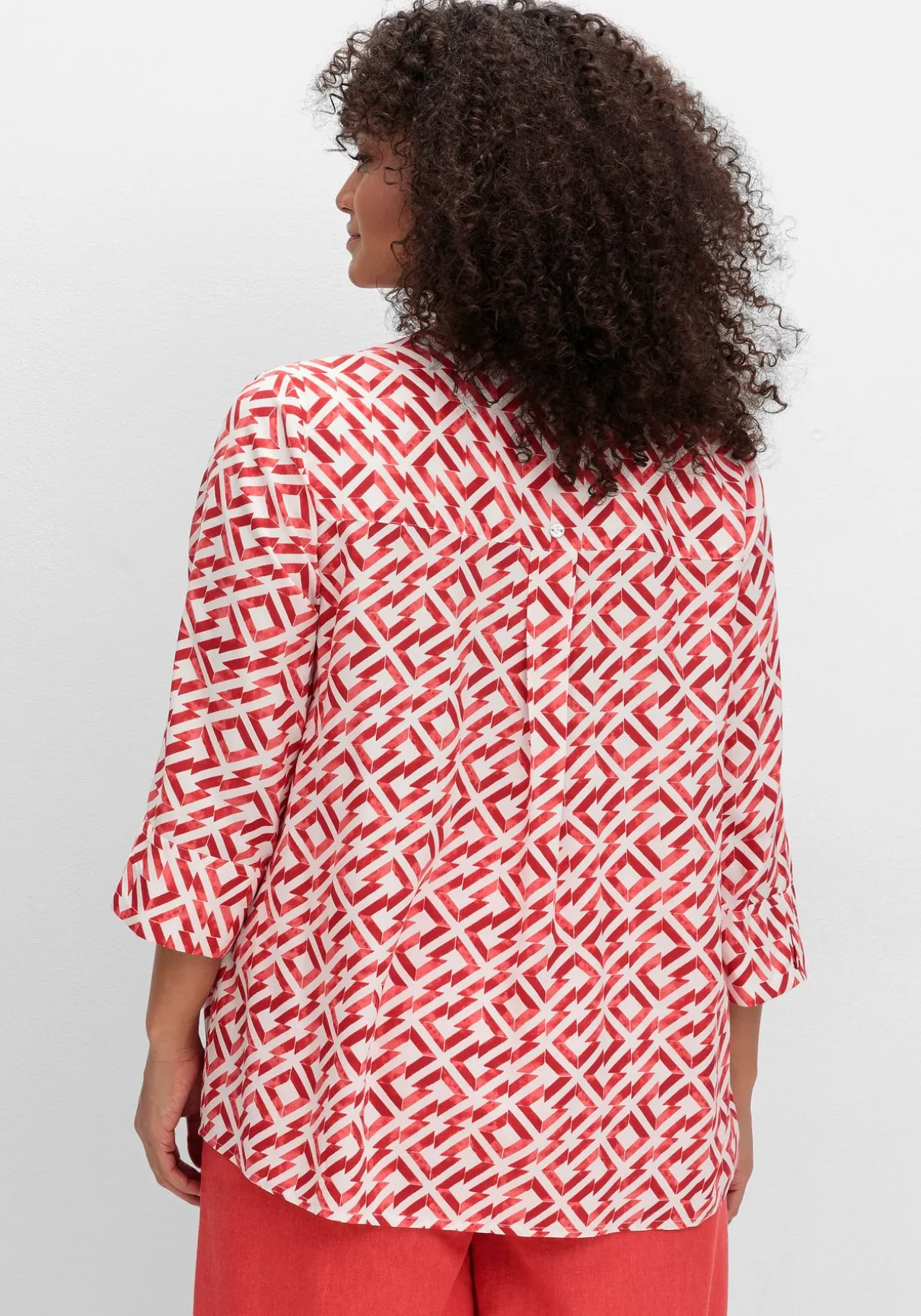 3/4-Arm-Tunika mit Faltendetails und Grafikprint