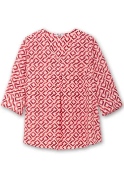 3/4-Arm-Tunika mit Faltendetails und Grafikprint