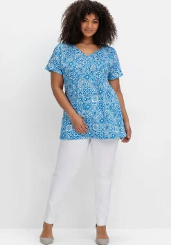 Ausbrenner-Shirt mit geschlitzten Ärmeln