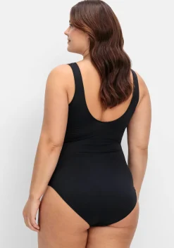 Badeanzug in Wickeloptik, mit Mesh-Einsatz