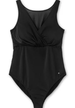 Badeanzug in Wickeloptik, mit Mesh-Einsatz