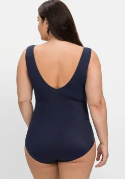 Badeanzug in Wickeloptik, mit Streifen