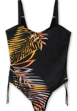 Badeanzug mit Blätterdruck und Shapingeffekt