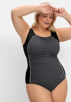 Badeanzug mit hohem Rückenausschnitt.