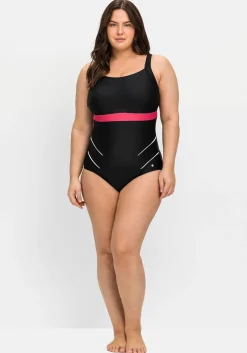 Badeanzug mit Kontrastdetails und Shaping-Effekt
