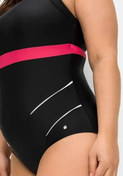 Badeanzug mit Kontrastdetails und Shaping-Effekt
