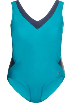 Badeanzug mit Kontrasteinsätzen und Shaping-Effekt