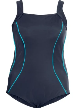 Badeanzug mit Kontrastpaspeln und Shaping-Effekt