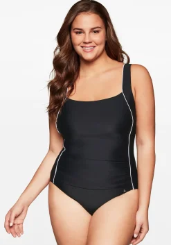 Badeanzug mit Paspeln; Shaping-Effekt