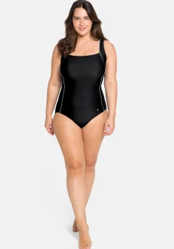 Badeanzug mit Paspeln; Shaping-Effekt