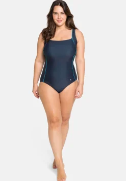 Badeanzug mit Paspeln; Shaping-Effekt