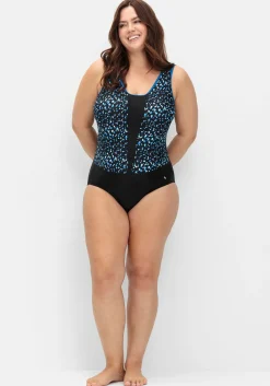 Badeanzug mit Pünktchen-Alloverprint