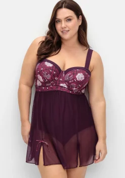 Badekleid mit Mesh-Rock und Shaping-Effekt