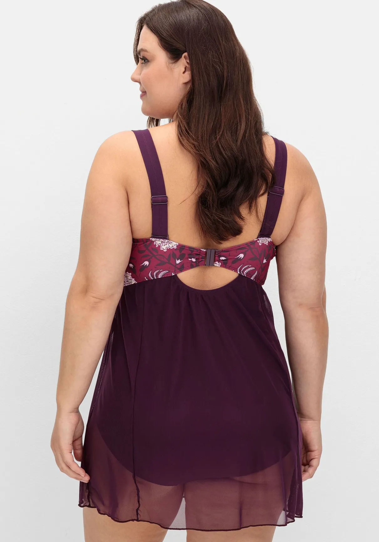 Badekleid mit Mesh-Rock und Shaping-Effekt