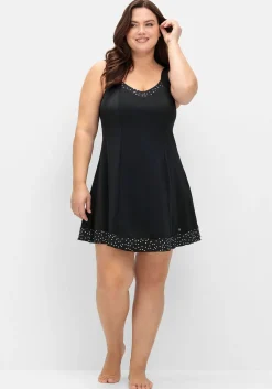 Badekleid mit Pünktchen und integrierter Hose