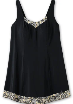 Badekleid mit V-Ausschnitt und Kontrast-Partien