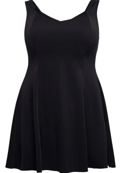 Badekleid mit V-Ausschnitt und integrierter Hose.