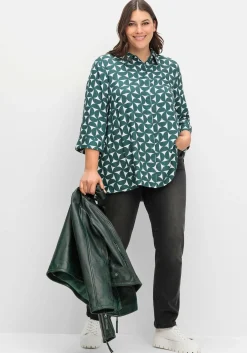 Bedruckte Bluse in schwingender A-Linie