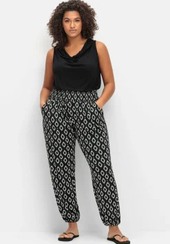 Bedruckte Jerseyhose mit breitem Smokbund