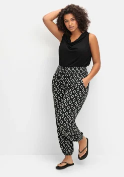 Bedruckte Jerseyhose mit breitem Smokbund