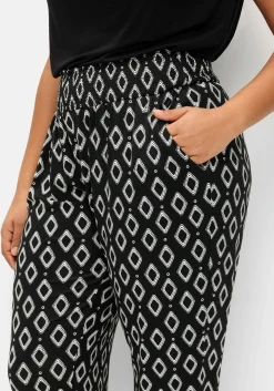 Bedruckte Jerseyhose mit breitem Smokbund