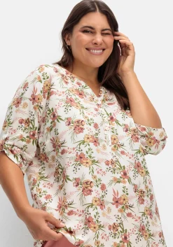 Bedruckte Tunika mit 3/4-langen Krempelärmeln