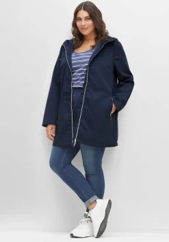 Übergangsjacke in A-Linie, mit Kapuze und Reißverschluss