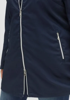 Übergangsjacke in A-Linie, mit Kapuze und Reißverschluss