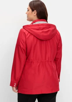 Übergangsjacke mit Kapuze und Kontrastdetails