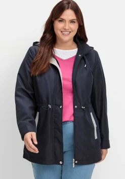 Übergangsjacke mit Kapuze und Kontrastdetails