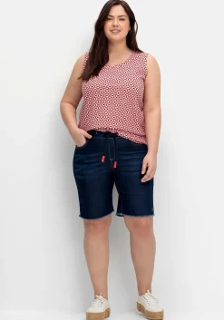 Bermudas aus Sweat-Denim, mit offenem Saum