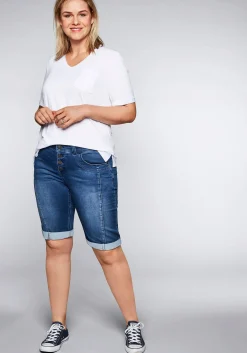 Bermudas aus Sweat-Denim mit Teilungsnaht