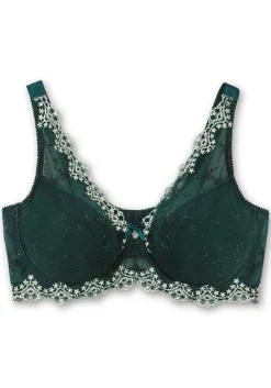 Bügel-BH mit floraler Spitze und Kontraststickerei
