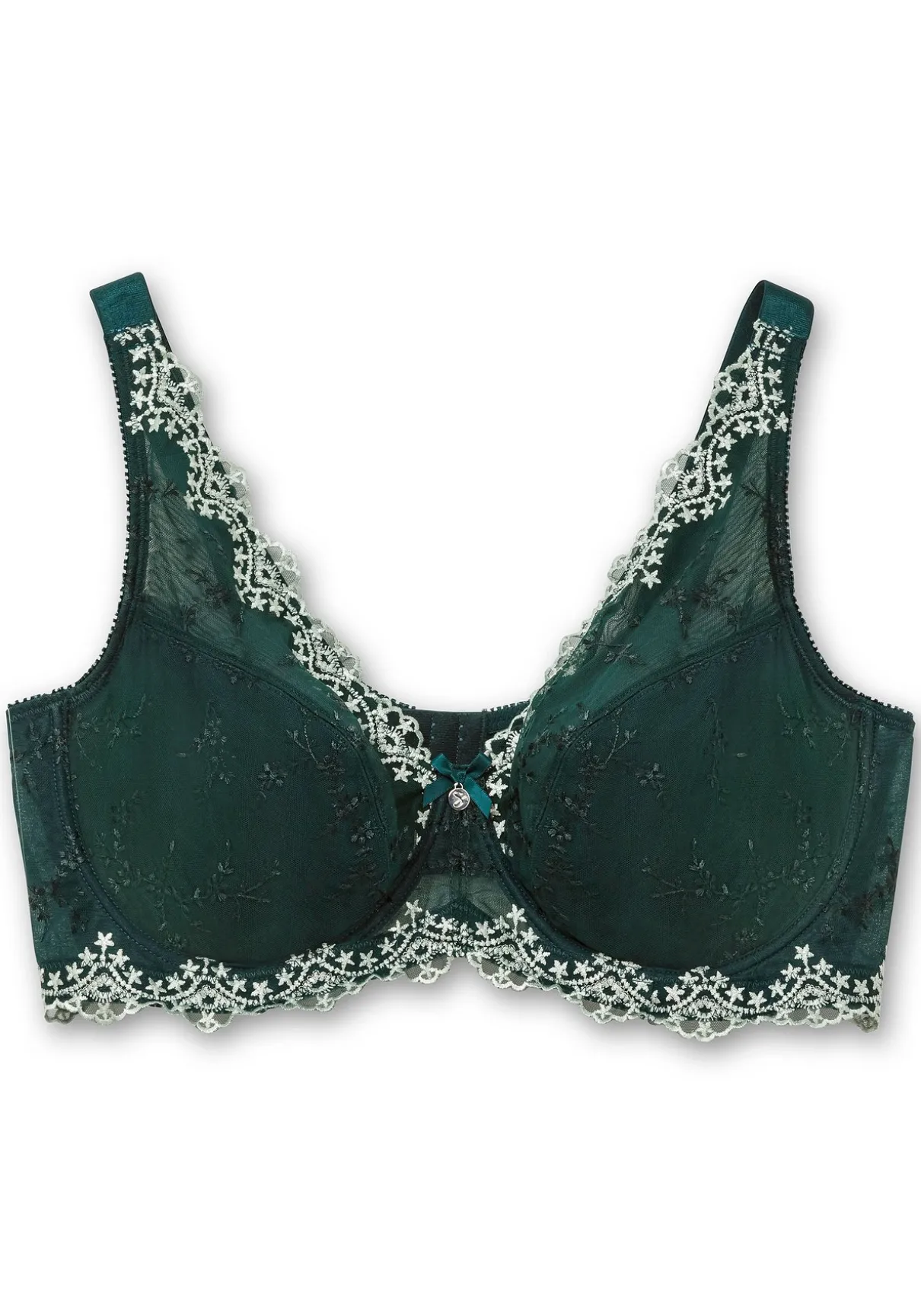 Bügel-BH mit floraler Spitze und Kontraststickerei