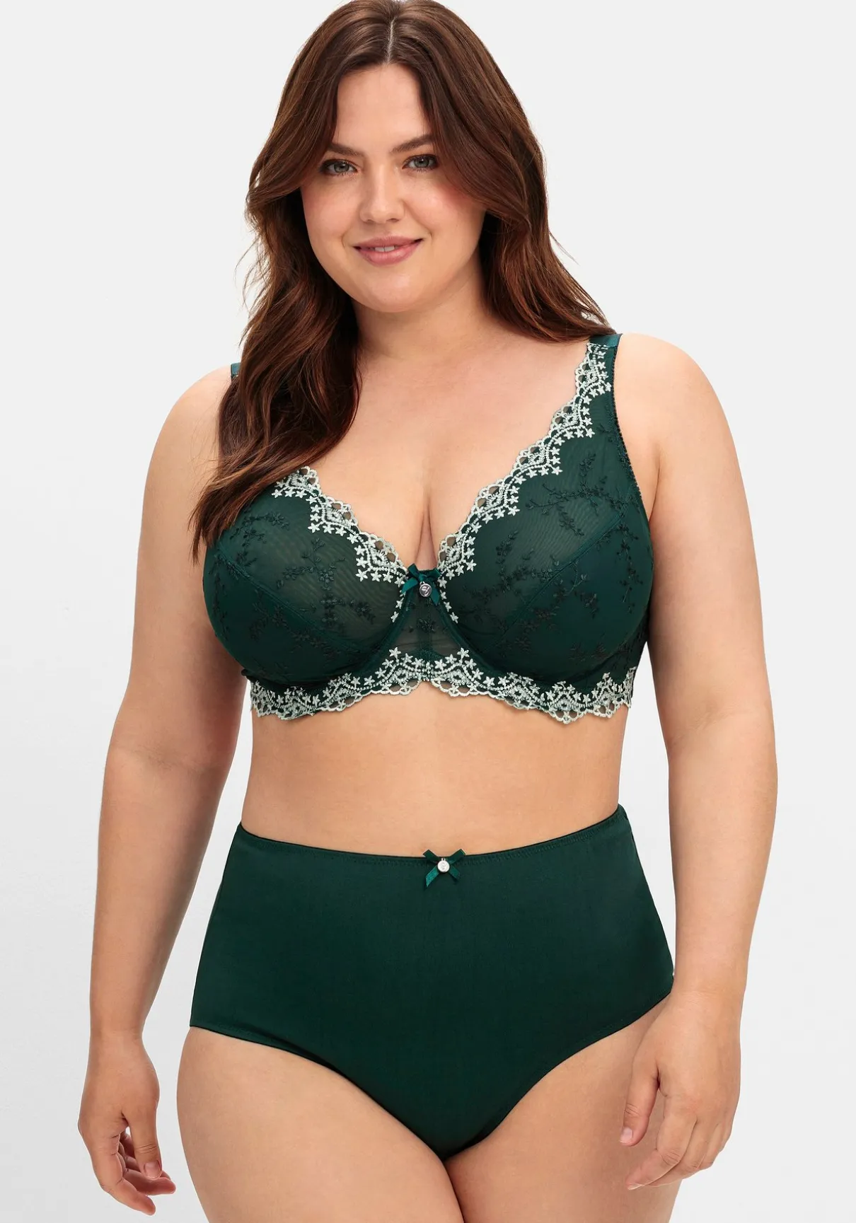 Bügel-BH mit floraler Spitze und Kontraststickerei