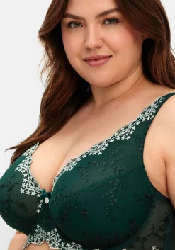 Bügel-BH mit floraler Spitze und Kontraststickerei