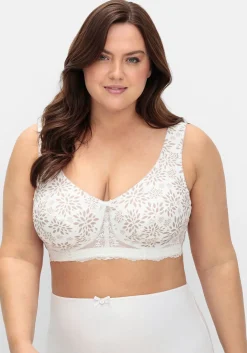 BH ohne Bügel mit Spitzenbesatz und Mesh-Innenfutter