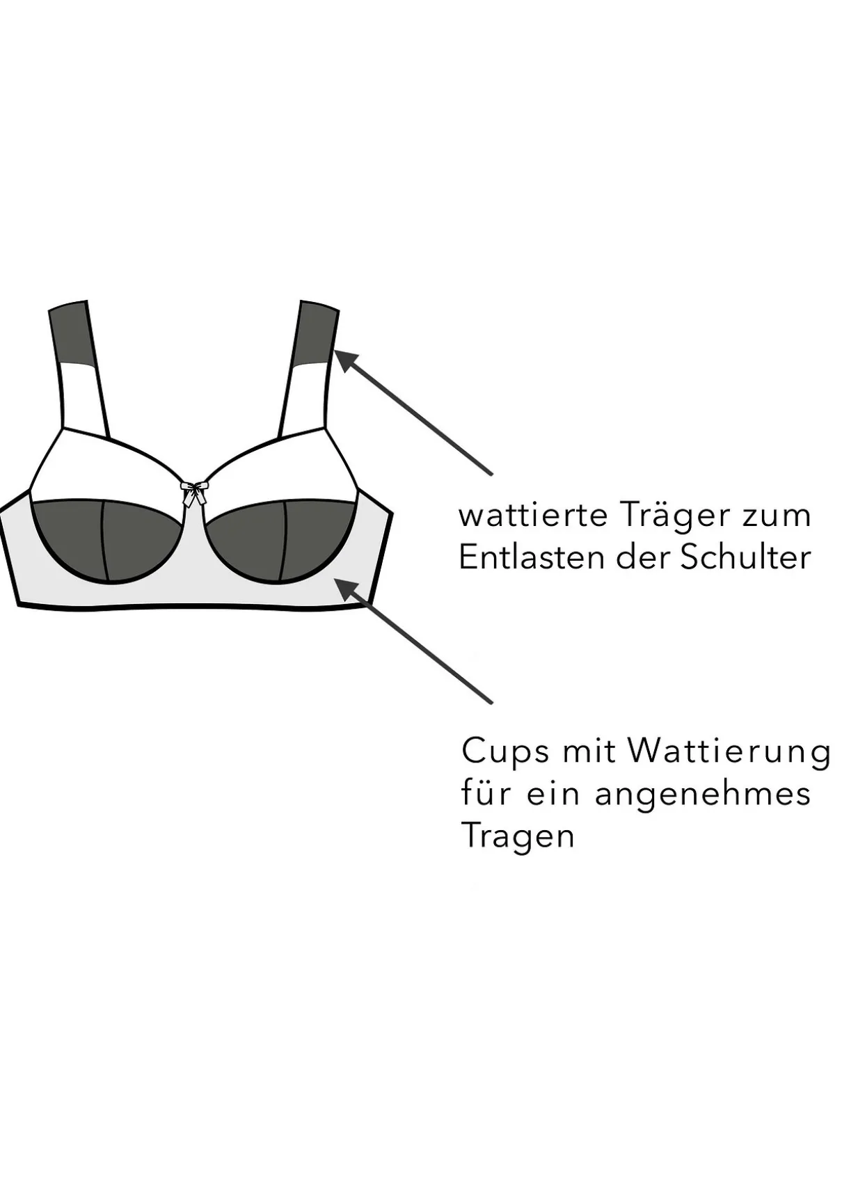 BH ohne Bügel mit wattierten Cups
