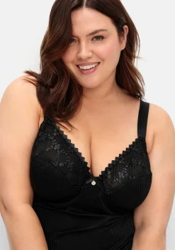 BH-Hemd mit Spitzen-Cups und tonigen Streifen