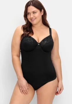 BH-Hemd mit Spitzen-Cups und tonigen Streifen