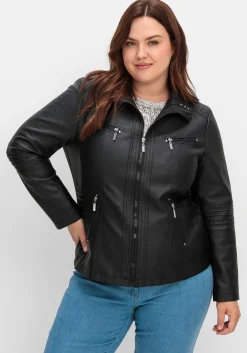 Bikerjacke in Lederoptik