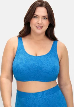 Bikini-Bustier mit Blumen-Struktur und Softcups