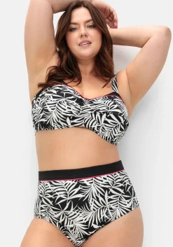 Bikini-Oberteil in Wickeloptik, mit Blätterprint