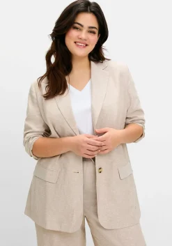 Blazer im Leinenmix, leicht tailliert