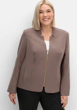 Blazer mit Stehkragen und Kontrast-Zipper