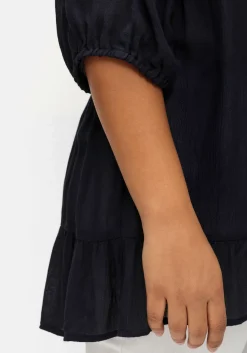 Bluse aus Crêpe, mit Volants am Saum