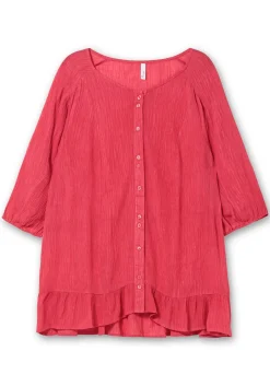 Bluse aus Crêpe, mit Volants am Saum