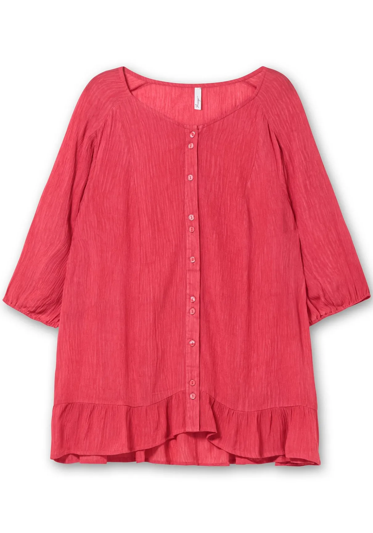 Bluse aus Crêpe, mit Volants am Saum