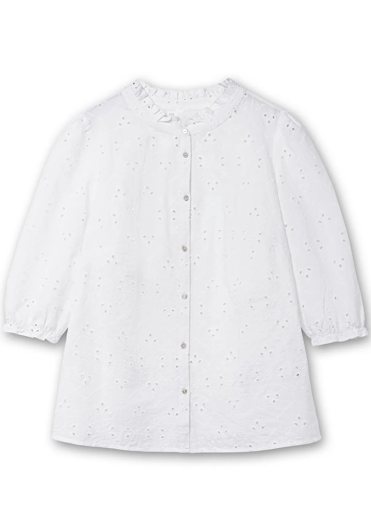 Bluse aus Lochspitze, mit Rüschen-Details