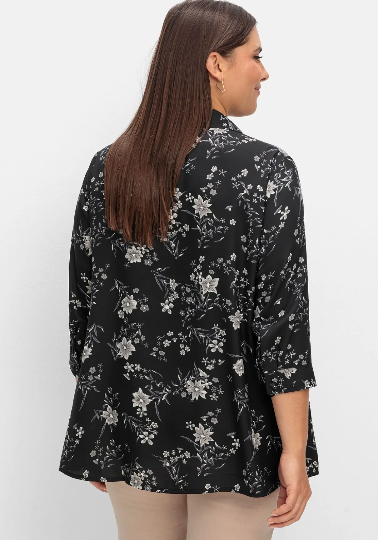 Bluse in leichter A-Linie, mit floralem Print
